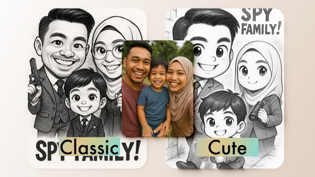 Cute Chibi Style Black & White Sketch